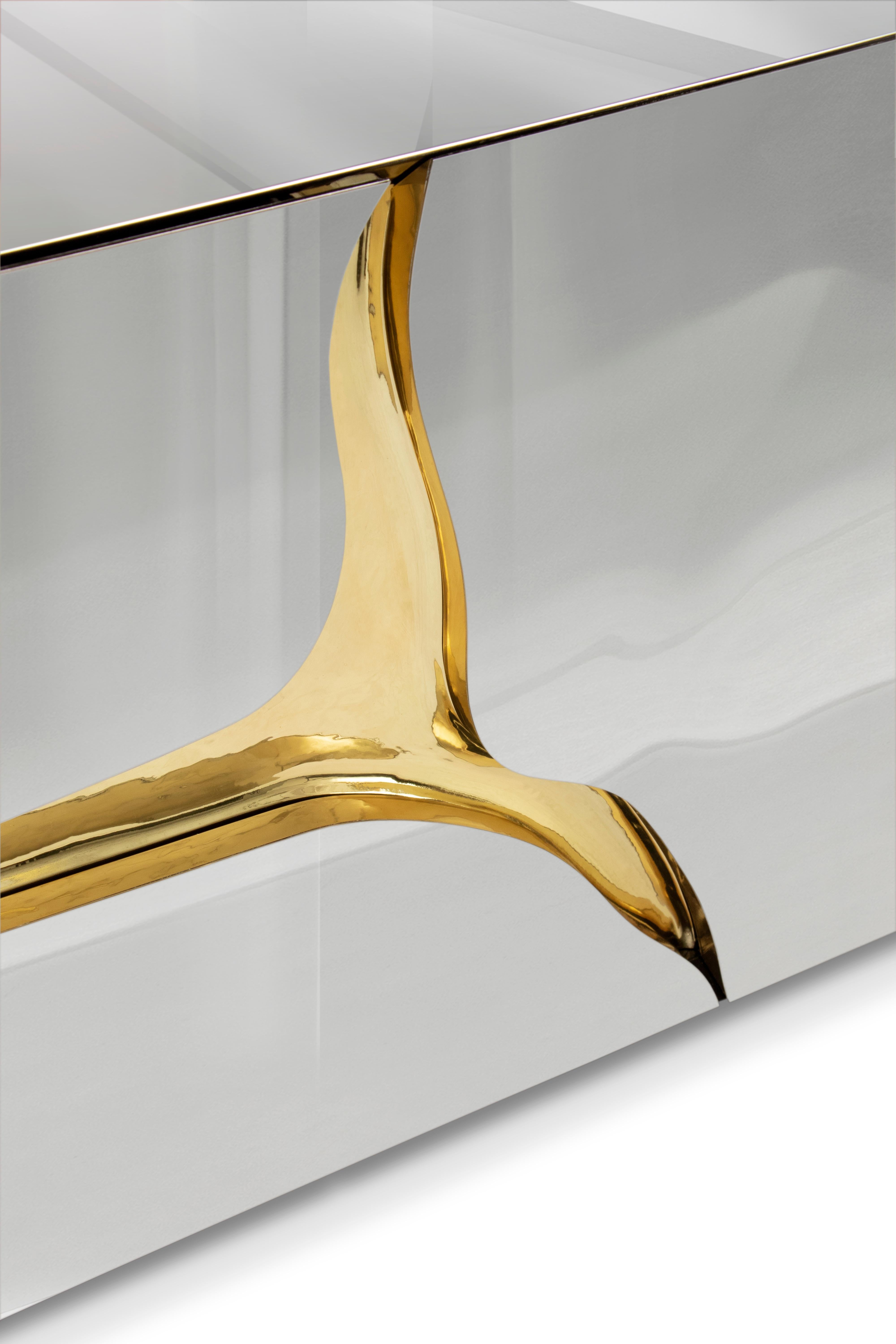 Hand-Carved Lapiaz TV Cabinet - Hand-Polished Steel & Brass - Boca do Lobo For Sale