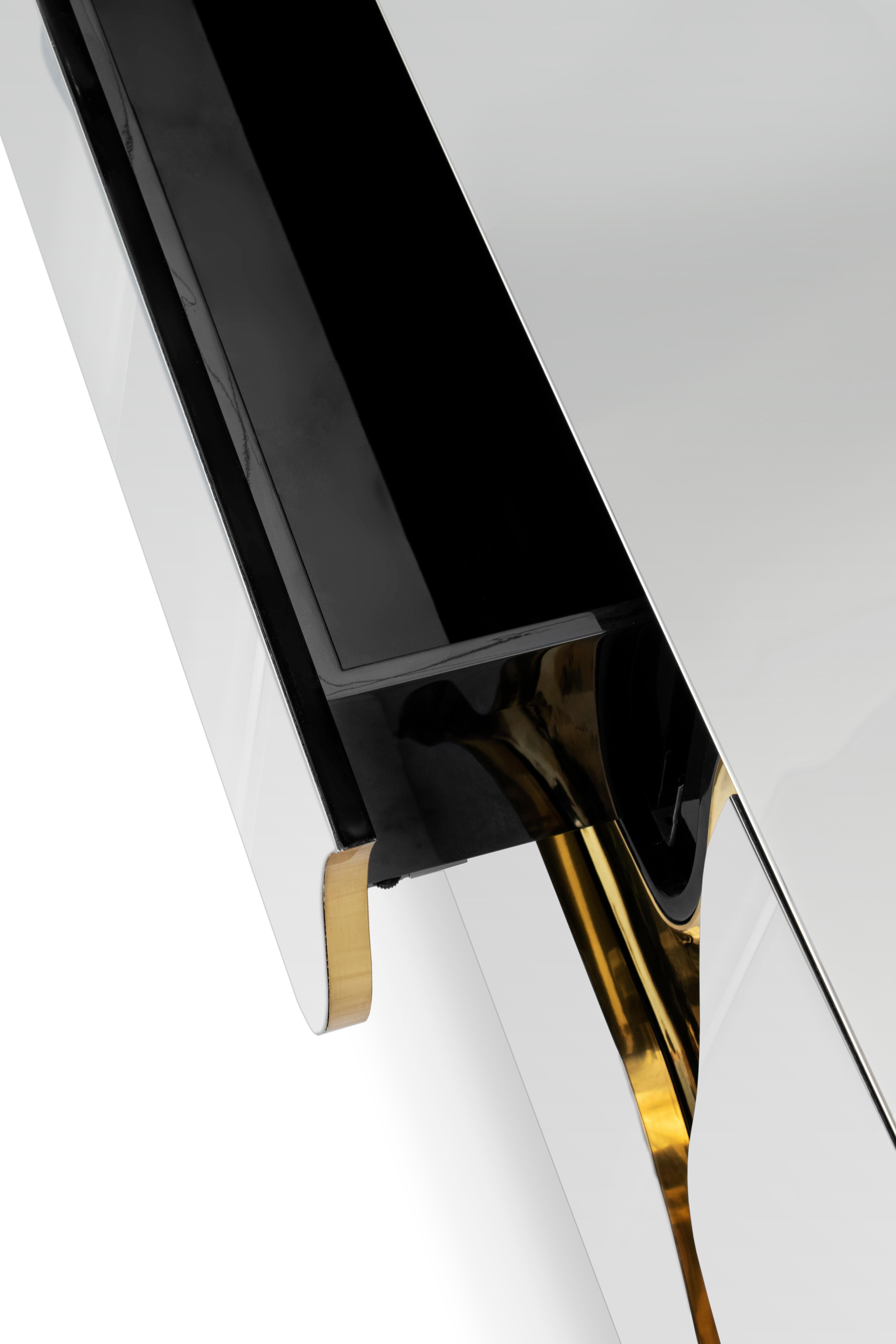 Portuguese Lapiaz TV Cabinet - Hand-Polished Steel & Brass - Boca do Lobo For Sale