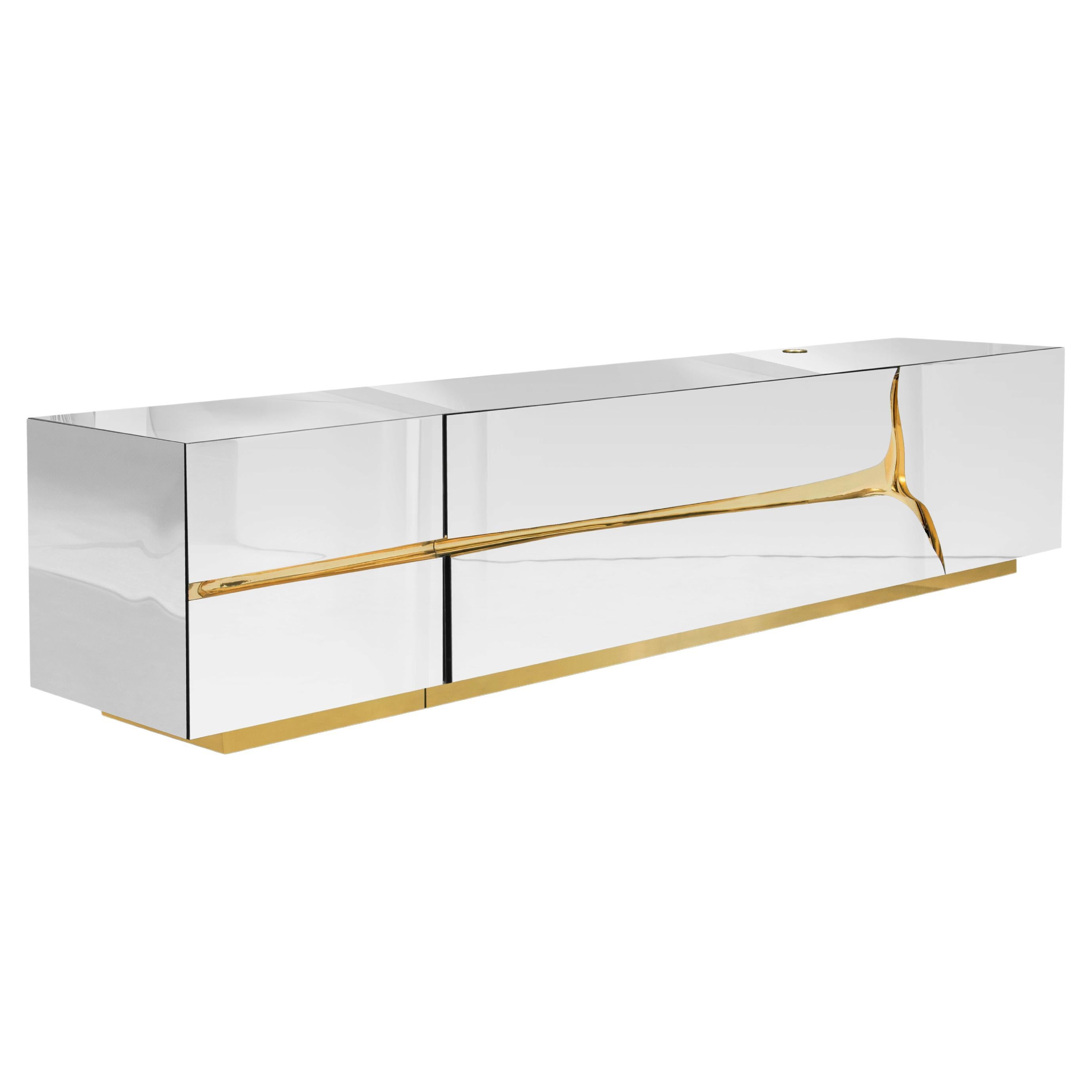 Lapiaz TV Cabinet - Hand-Polished Steel & Brass - Boca do Lobo For Sale