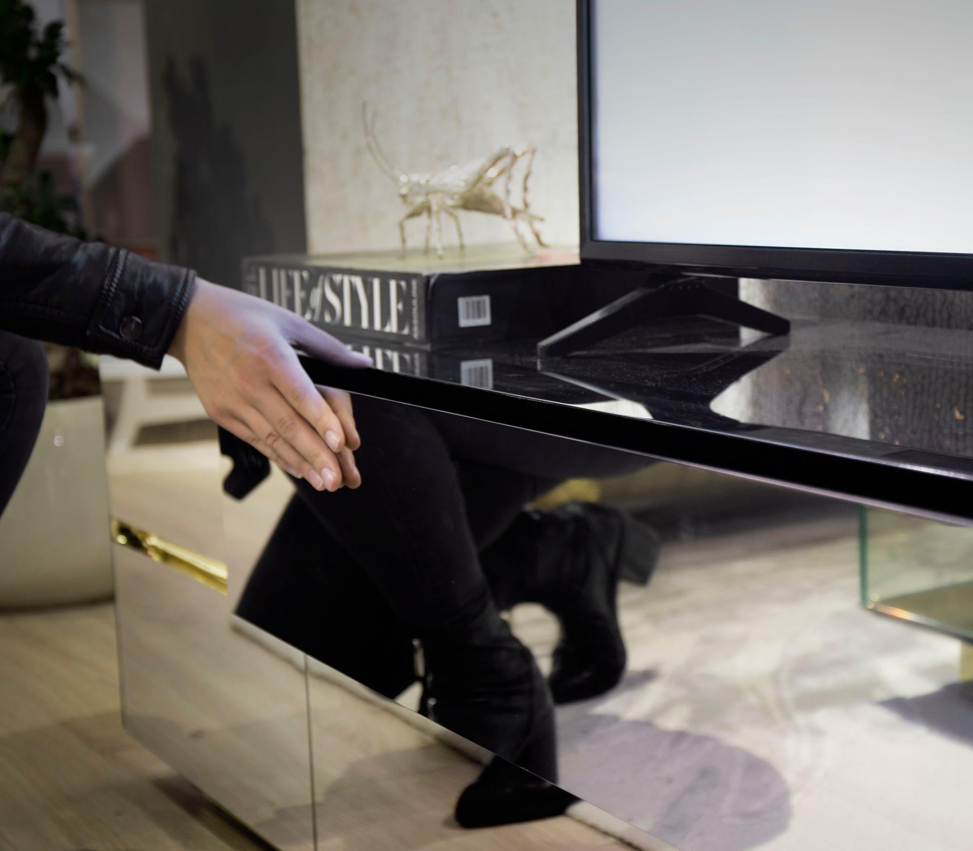 Metal Lapiaz TV Cabinet - Hand-Polished Steel & Brass - Boca do Lobo For Sale