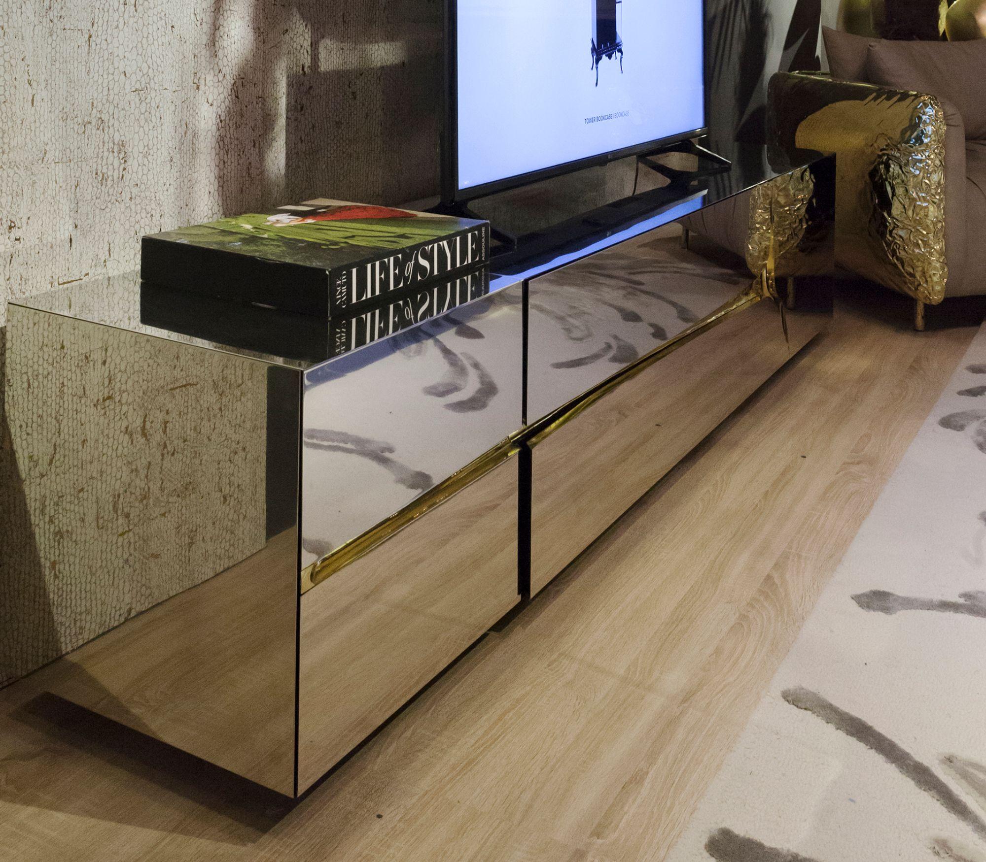 Lapiaz TV Cabinet - Hand-Polished Steel & Brass - Boca do Lobo For Sale 1