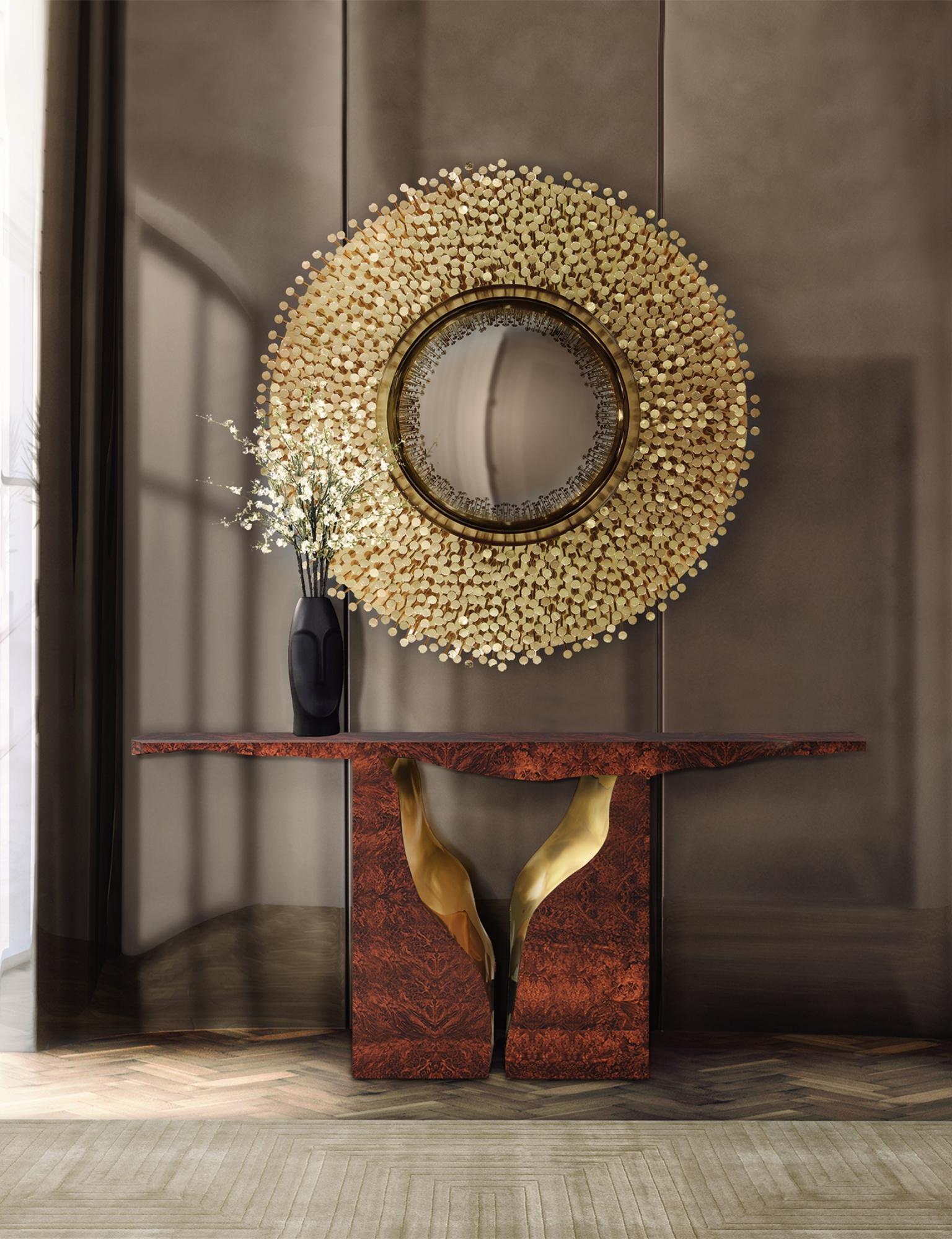 Woodwork Lapiaz Walnut Console - Hand-Crafted Joinery Brass & Veneer - Boca do Lobo For Sale