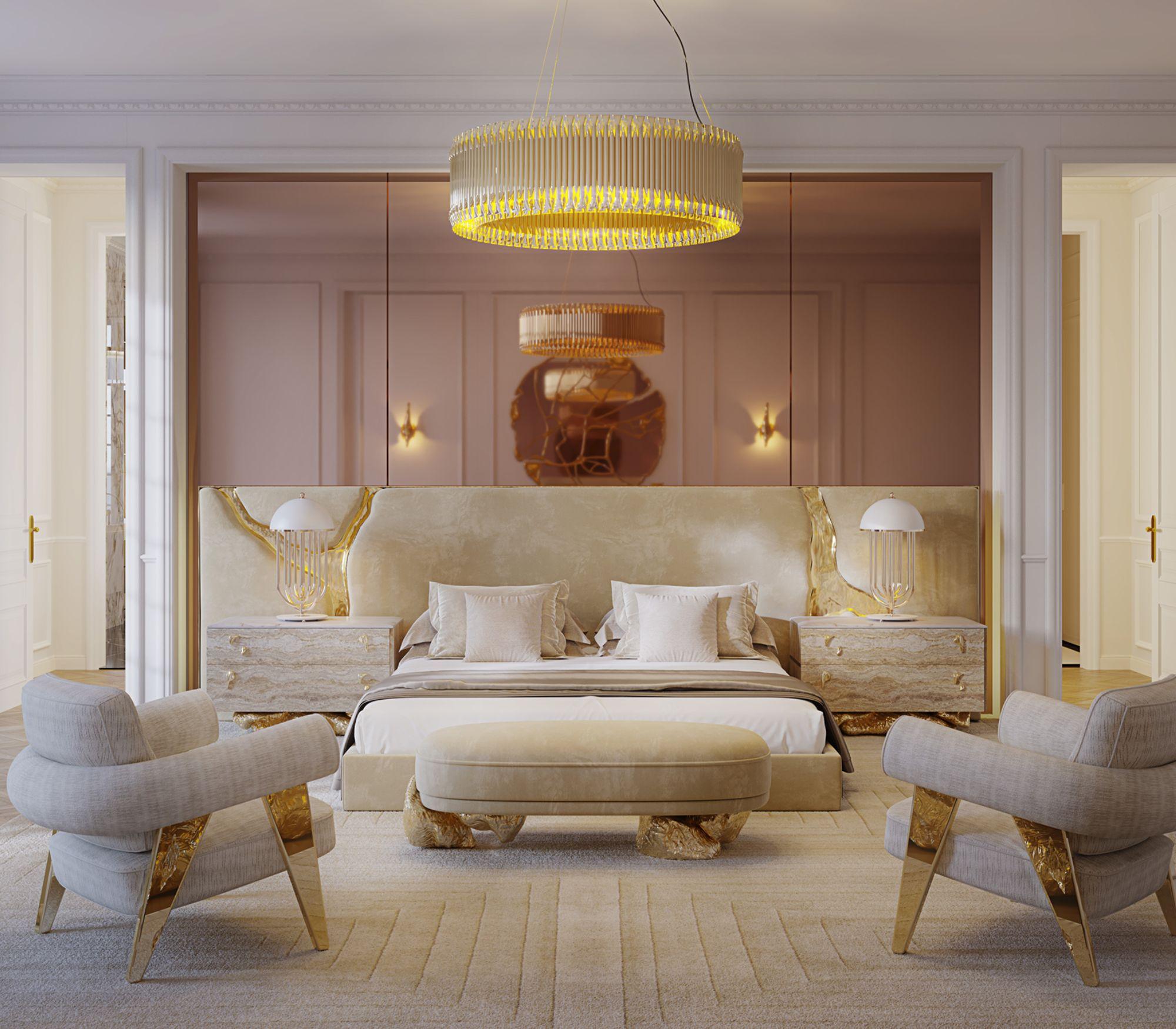 Contemporary Lapiaz White Headboard - Hand-Crafted Upholstery & Polished Brass - Boca do Lobo For Sale
