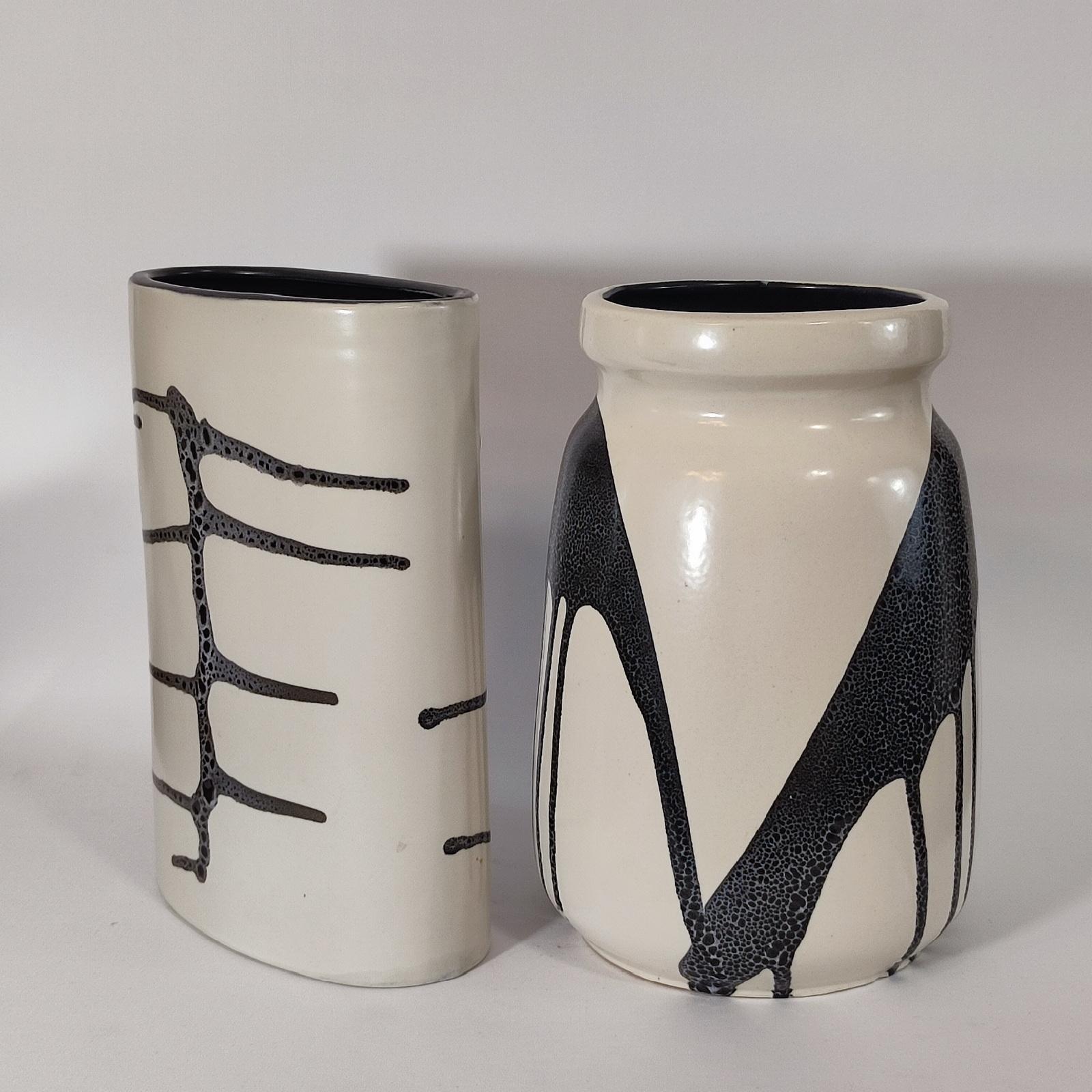Mid-Century Modern Lapid Israel Zebra Ceramic Vases For Sale