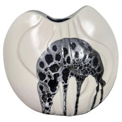 Lapid Pottery hand painted ceramic vase, Mid Century Israël 1970