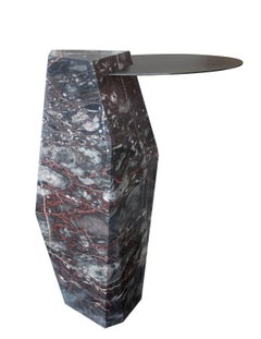 Lapidary Sculpted Drinks Table in Solid Bois du Jourdan Marble