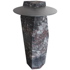 Lapidary Sculpted Drinks Table in Solid Bois du Jourdan Marble