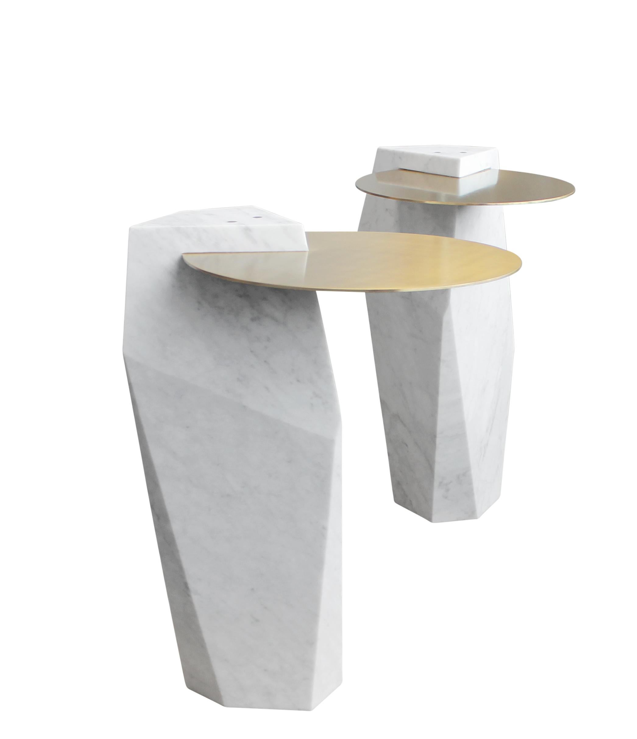 American Lapidary Sculptural Drinks Table in Solid Carrara Marble For Sale