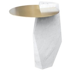 Lapidary Sculptural Drinks Table in Solid Carrara Marble