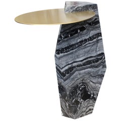 Lapidary Sculptural Drinks Table in Solid Kenya Black Marble