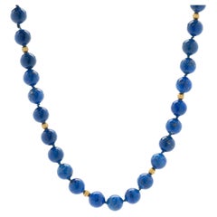 Lapis & 14 Karat Yellow Gold Beaded Necklace