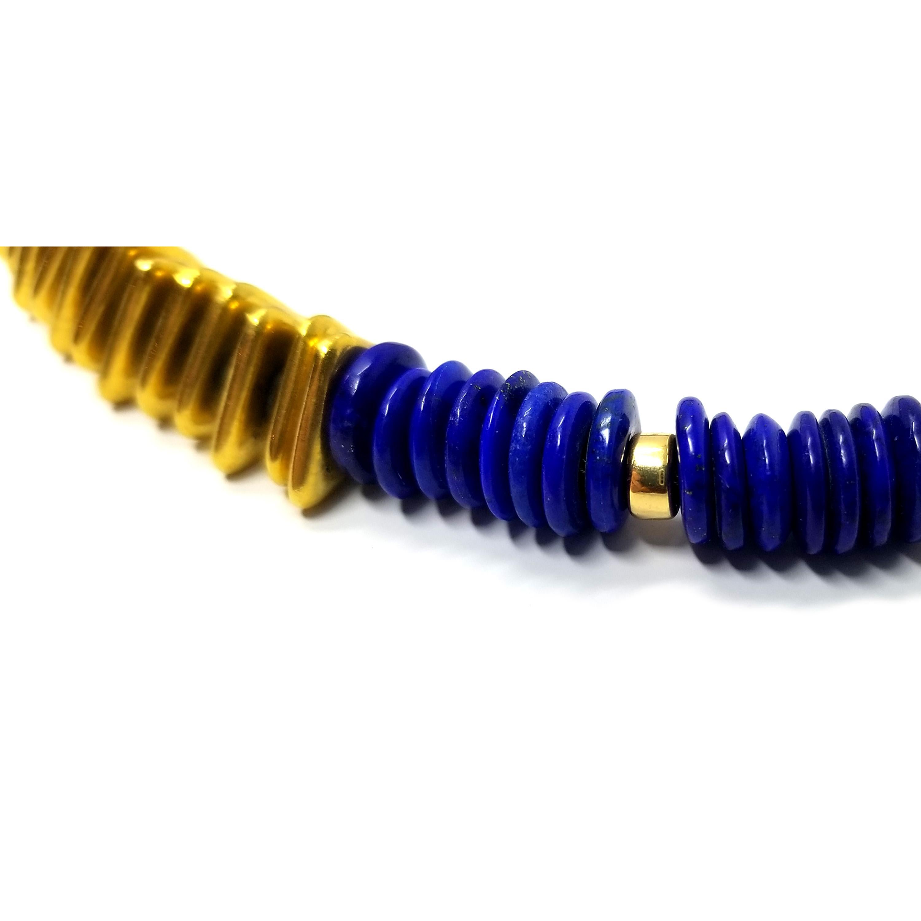 Lapis, 18 Karat und 20 Karat handwerkliche Perlen-Halskette im Zustand „Neu“ im Angebot in Logan, UT