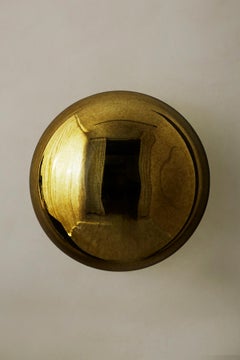Lapis 26 Sculptural Gold Mirror with Handblown Glass by Homa
