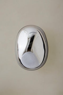 Lapis 4 Sculptural Silver Mirror with Handblown Glass by Homa
