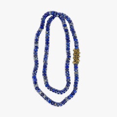 Collier en Lapis 7 perles en bronze jaune par Kirsten Muenster Jewelry