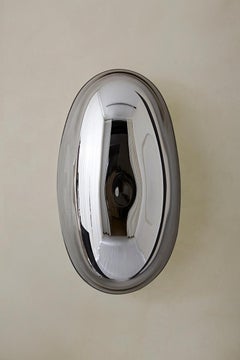 Lapis 7 Sculptural Silver Mirror with Handblown Glass by Homa