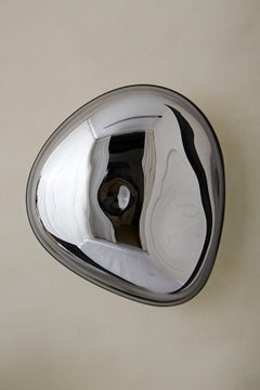 Lapis 8 Sculptural Silver Mirror with Handblown Glass by Homa