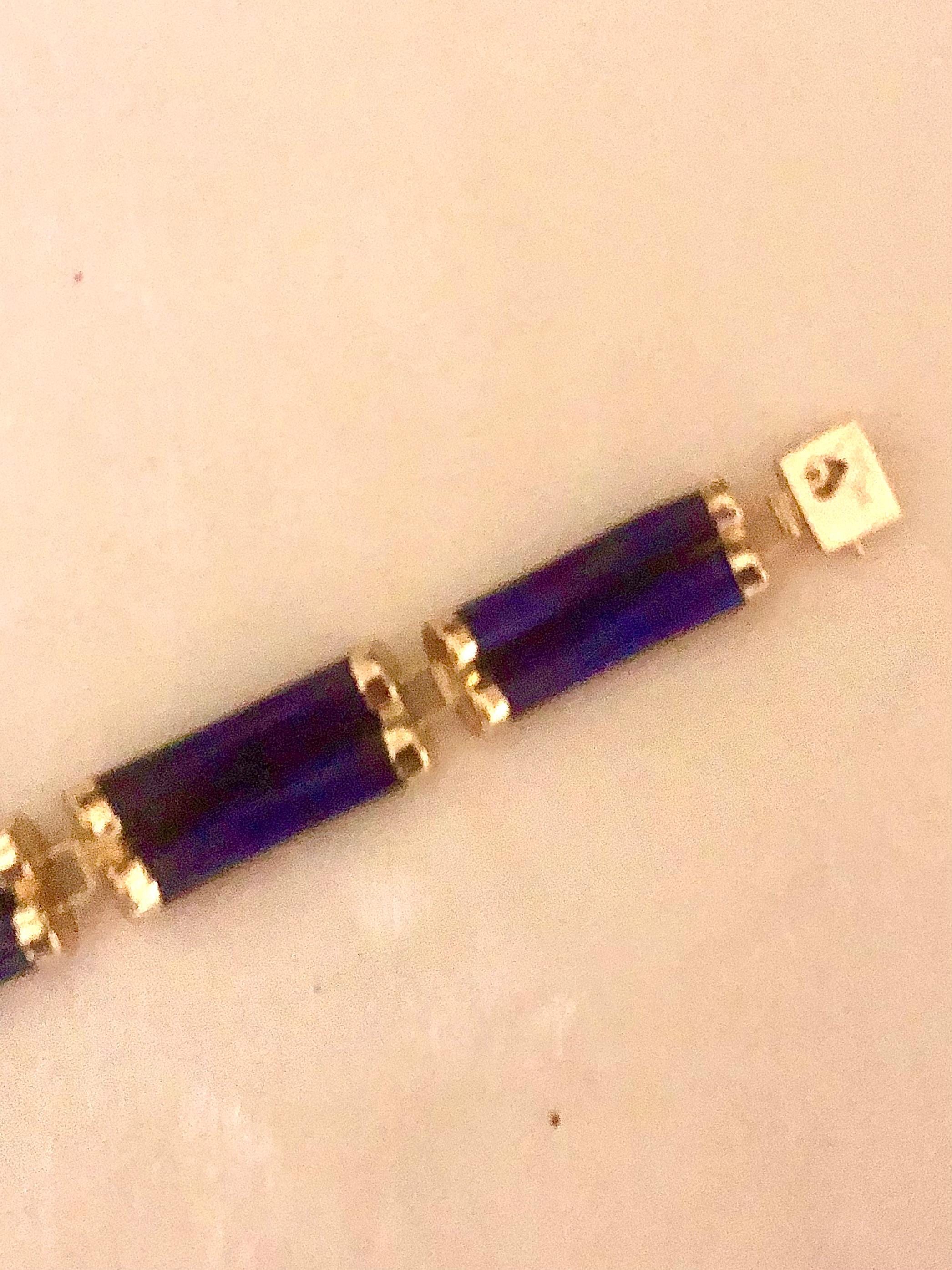 Perle Bracelet en lapis et or 14kt. en vente