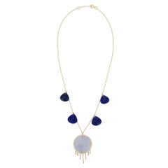 Lapis and Chalcedony Pendant Necklace in 18K Yellow Gold