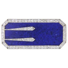 Platinum, Lapis and Diamond Art Deco Pin by Black Starr and Frost