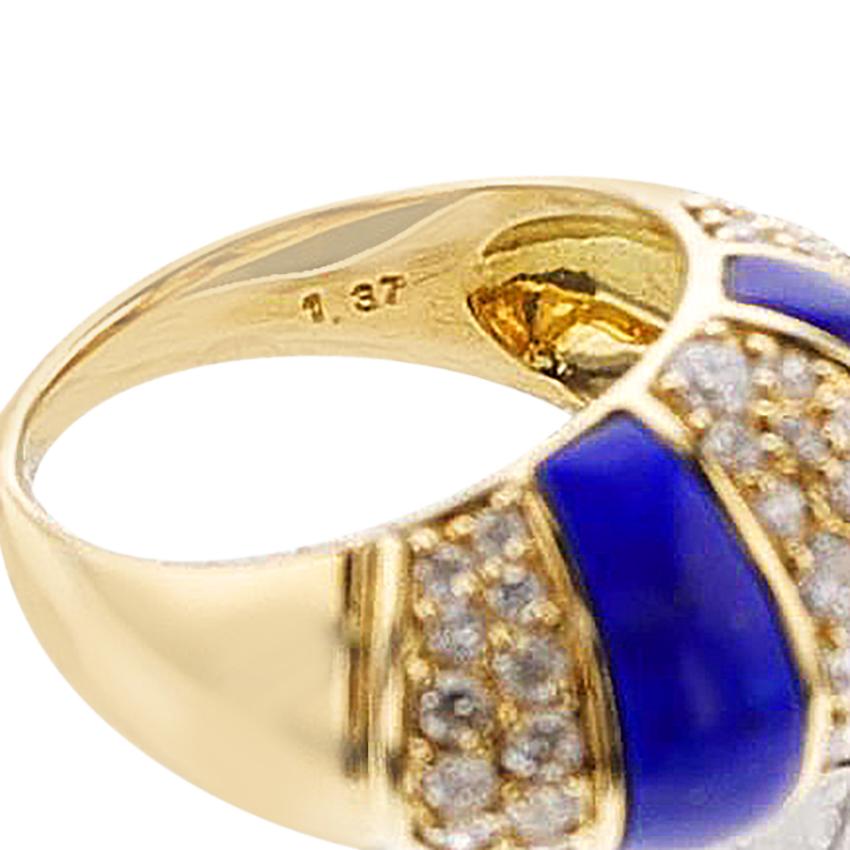 Lapis and Diamond Bombe Ring, 18k For Sale 1