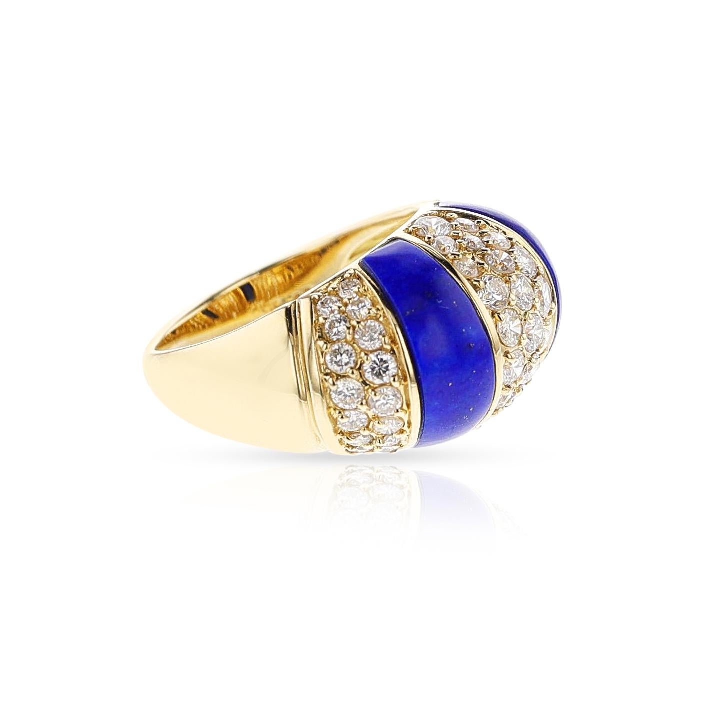 Lapis and Diamond Bombe Ring, 18k For Sale 3