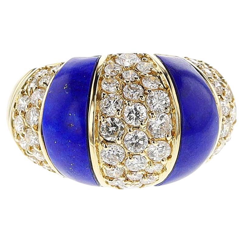 Lapis and Diamond Bombe Ring, 18k For Sale