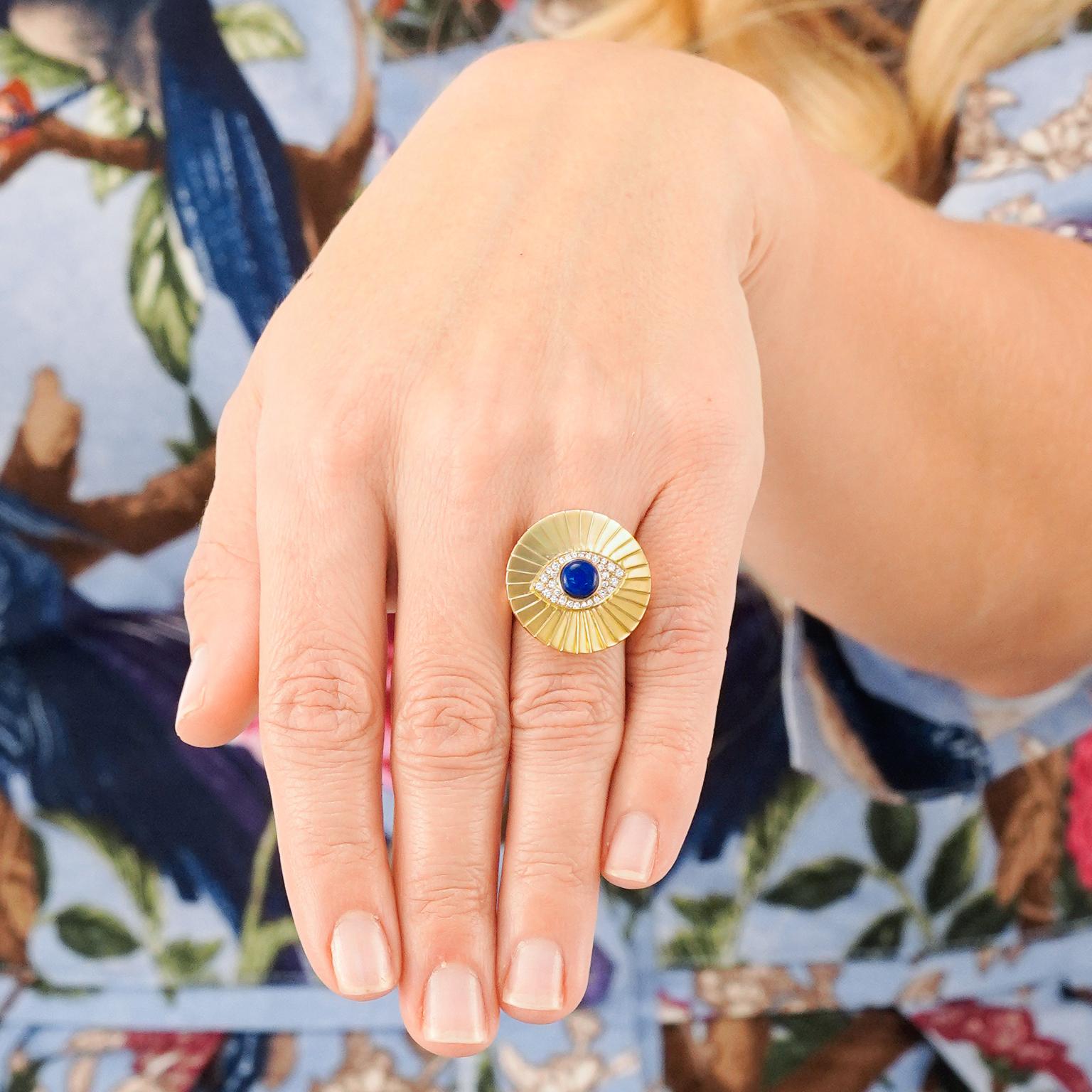 Lapis und Diamant Böses Auge Ring von Doves by Doron Paloma im Zustand „Hervorragend“ im Angebot in Litchfield, CT