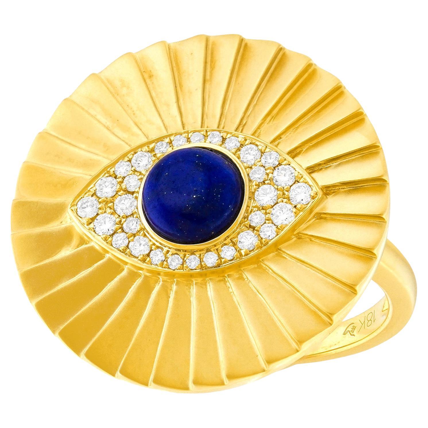 Lapis und Diamant Böses Auge Ring von Doves by Doron Paloma im Angebot