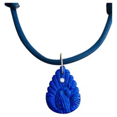 Lapis and Diamond Peacock Necklace with 14k Gold