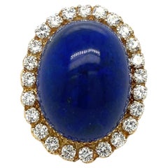 Lapis and Diamond Ring 18k Yellow Gold
