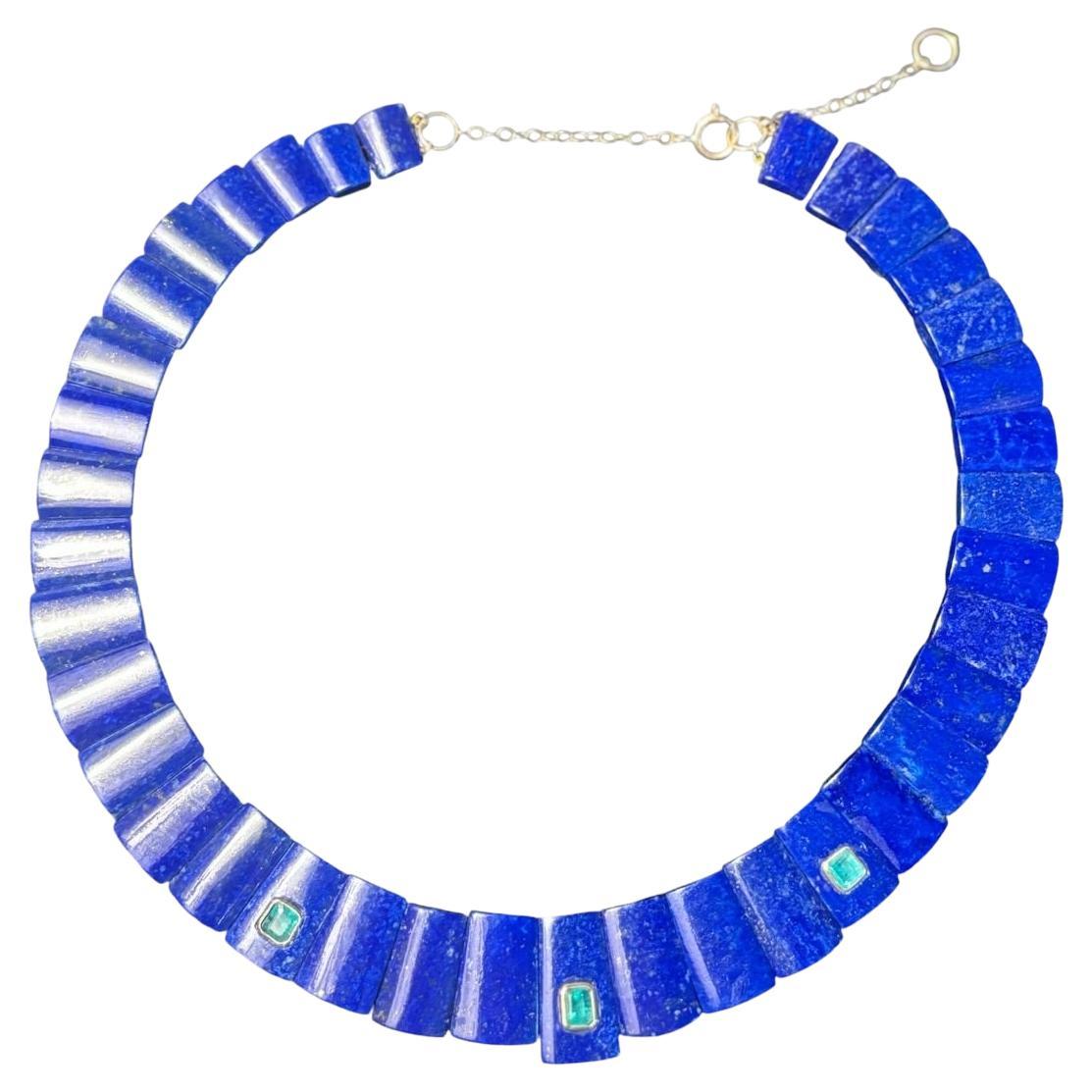 Lapis and Emerald Collar Necklace