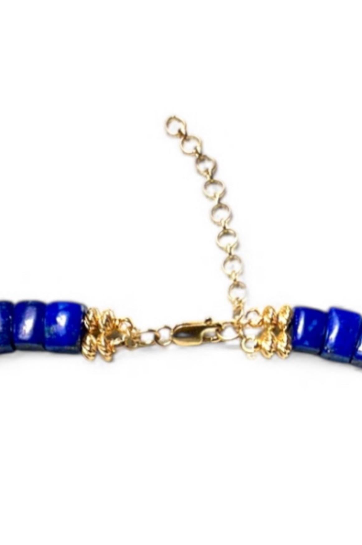 Collana con collare di lapis e smeraldo in oro 14k in vendita 4