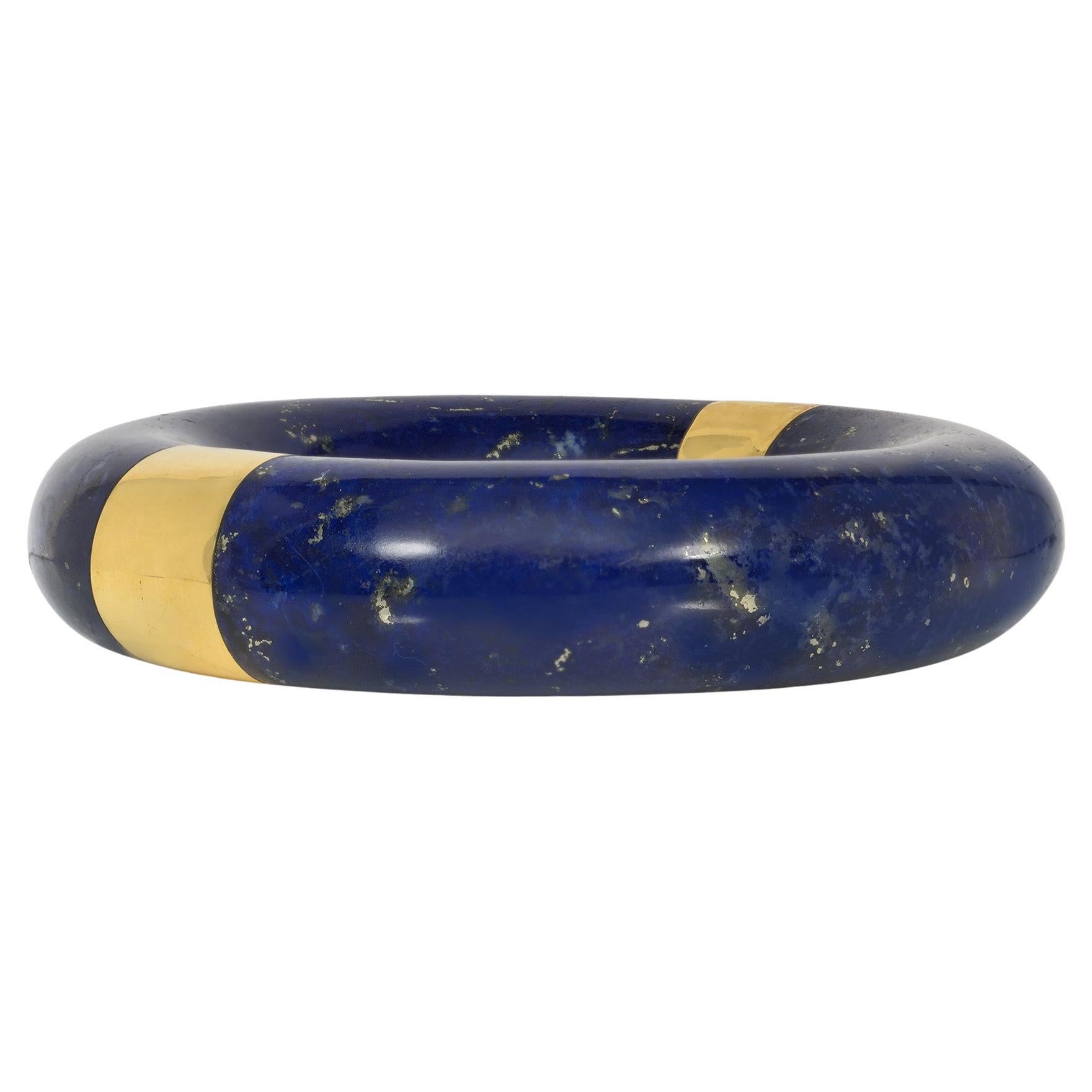 Lapis and gold bangle bracelet