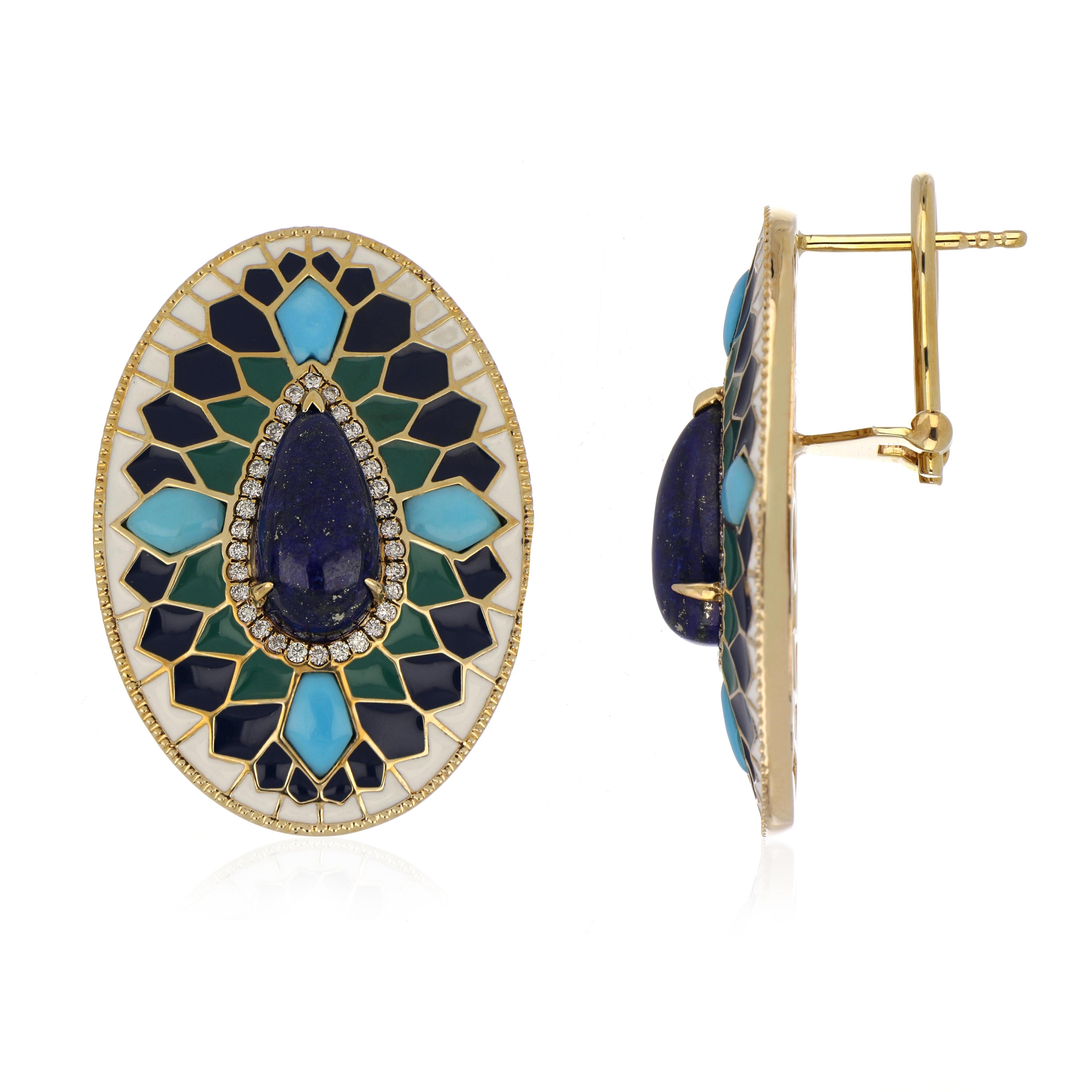 14k gold enamel earrings