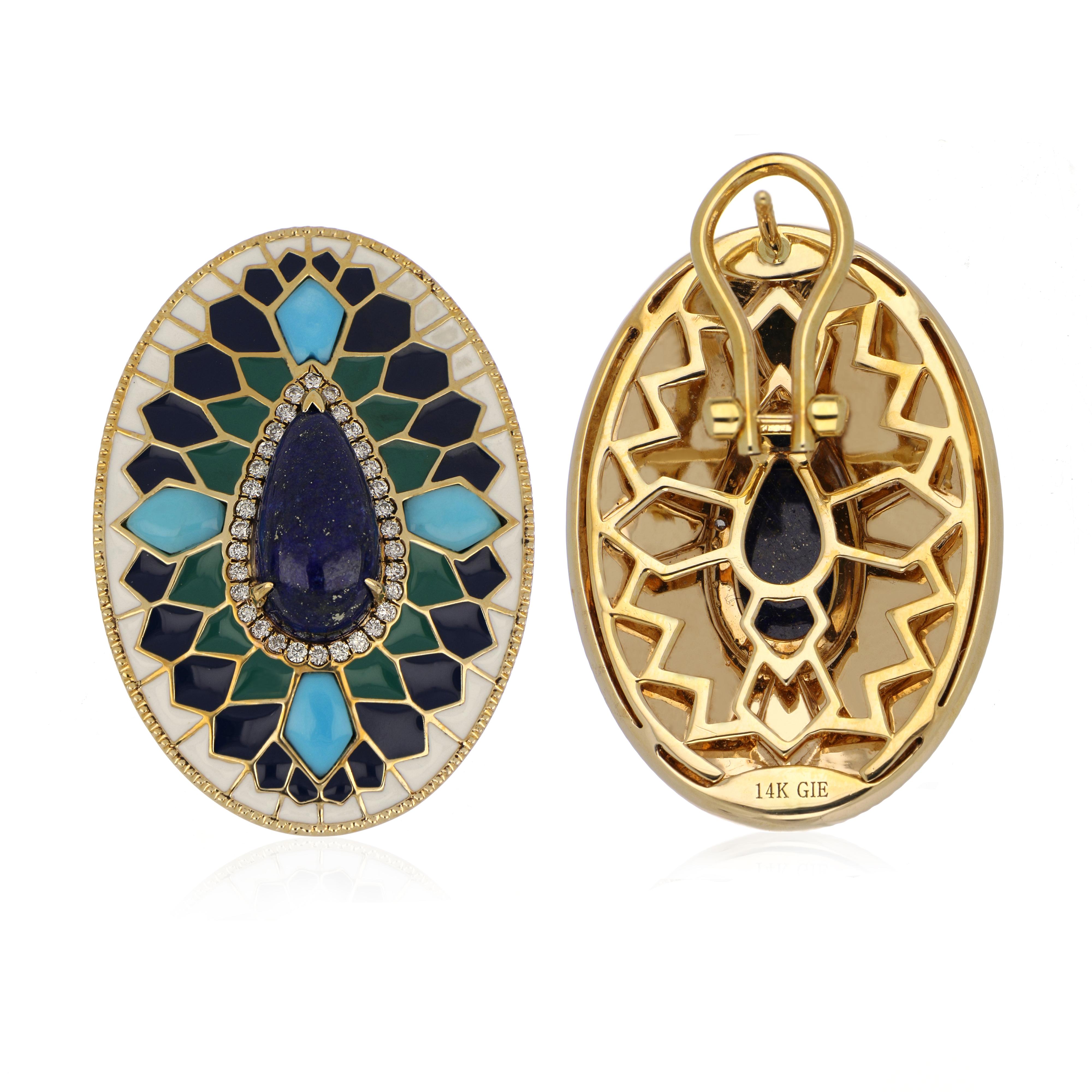 turquoise enamel earrings