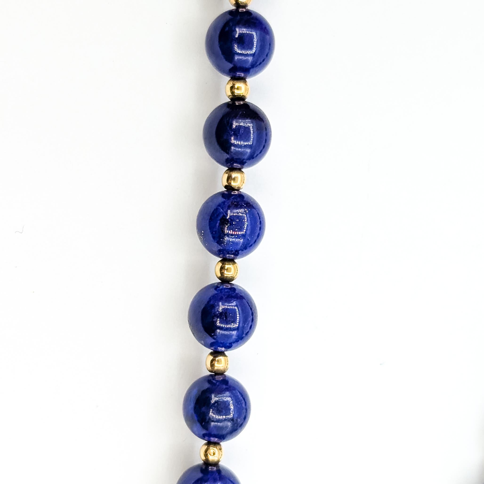 Collana di perle di lapis in oro giallo 14k in vendita 1