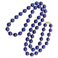 Lapis Bead Necklace in 14k Yellow Gold