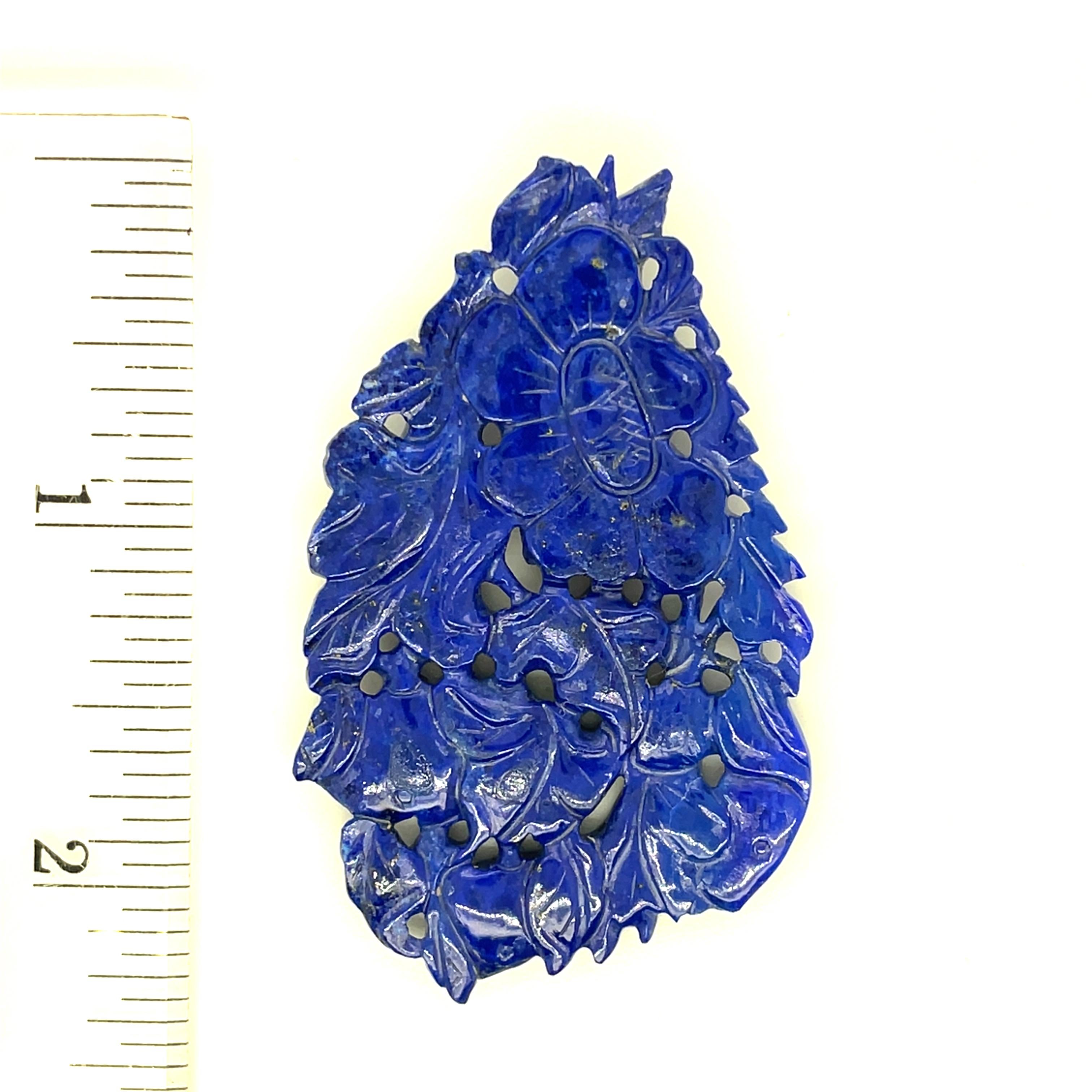 Ciondolo a forma di uccello e fiore in Lapis in vendita 5