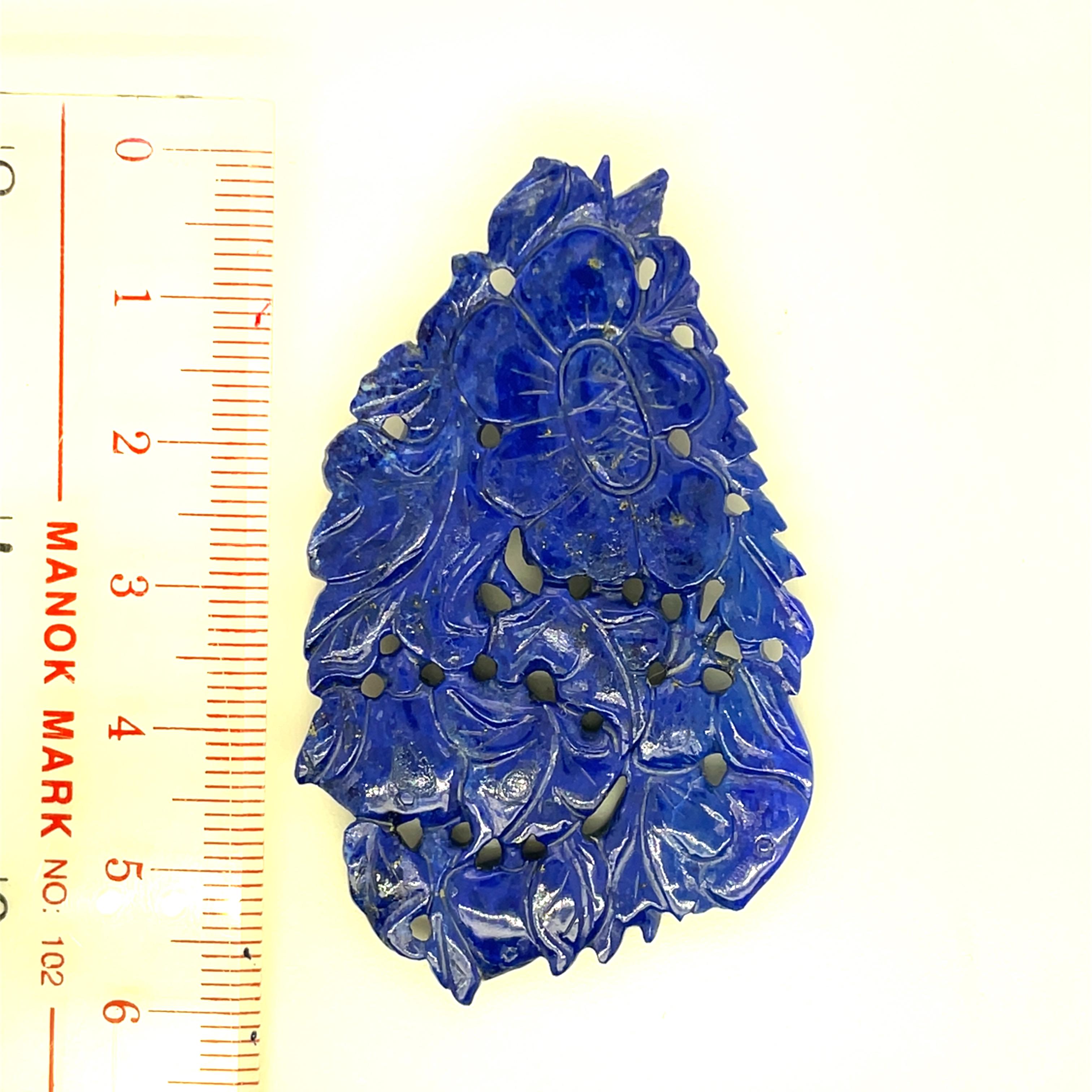 Ciondolo a forma di uccello e fiore in Lapis in vendita 6