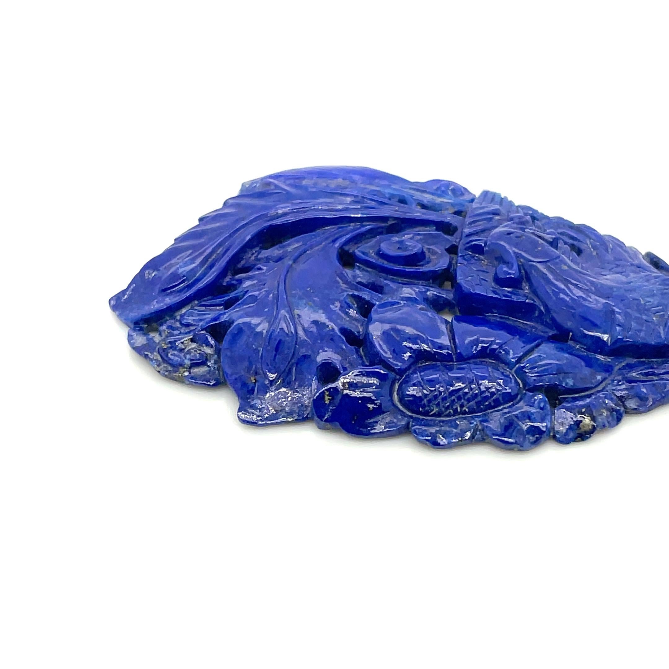 Ciondolo a forma di uccello e fiore in Lapis in vendita 1