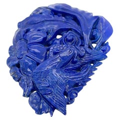 Pendentif oiseau et fleur en lapis