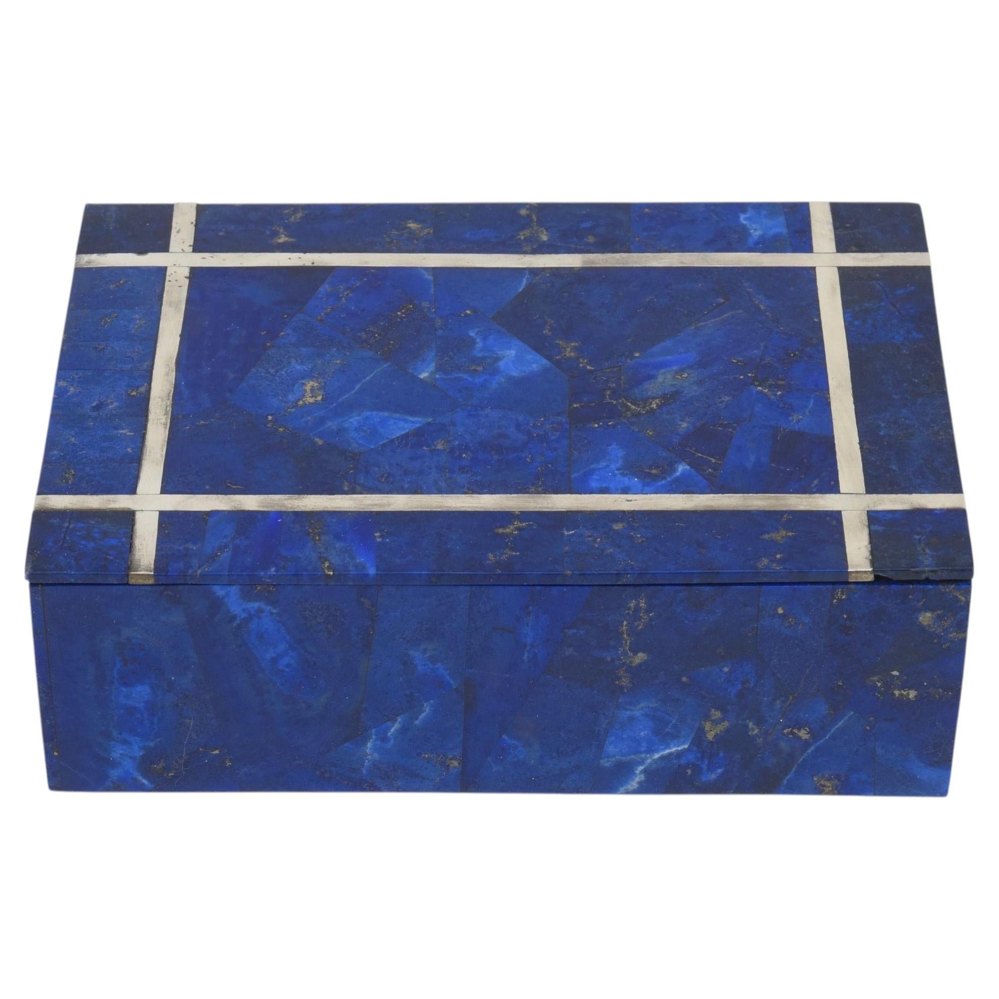 lapis box with silver For Sale