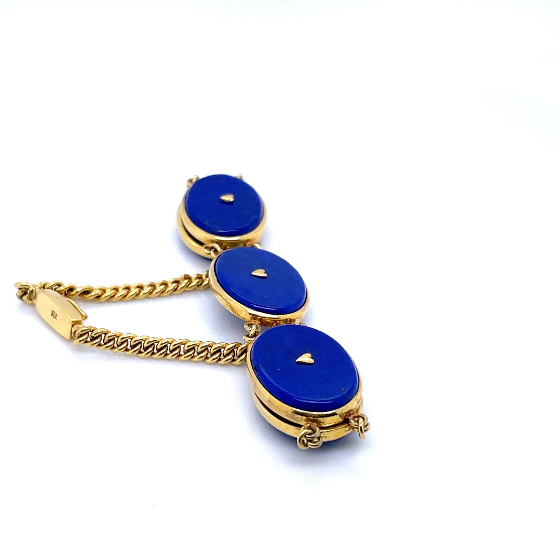 This stunning lapis bracelet features five round lapis gemstones with a delicate gold heart centerpiece, creating a timeless and meaningful design. 

Mined from Afghanistan, lapis lazuli is known as the stone of wisdom and truth, believed to enhance