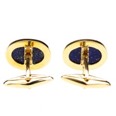 Boutons de manchette en or 18 carats avec cabochon de lapis