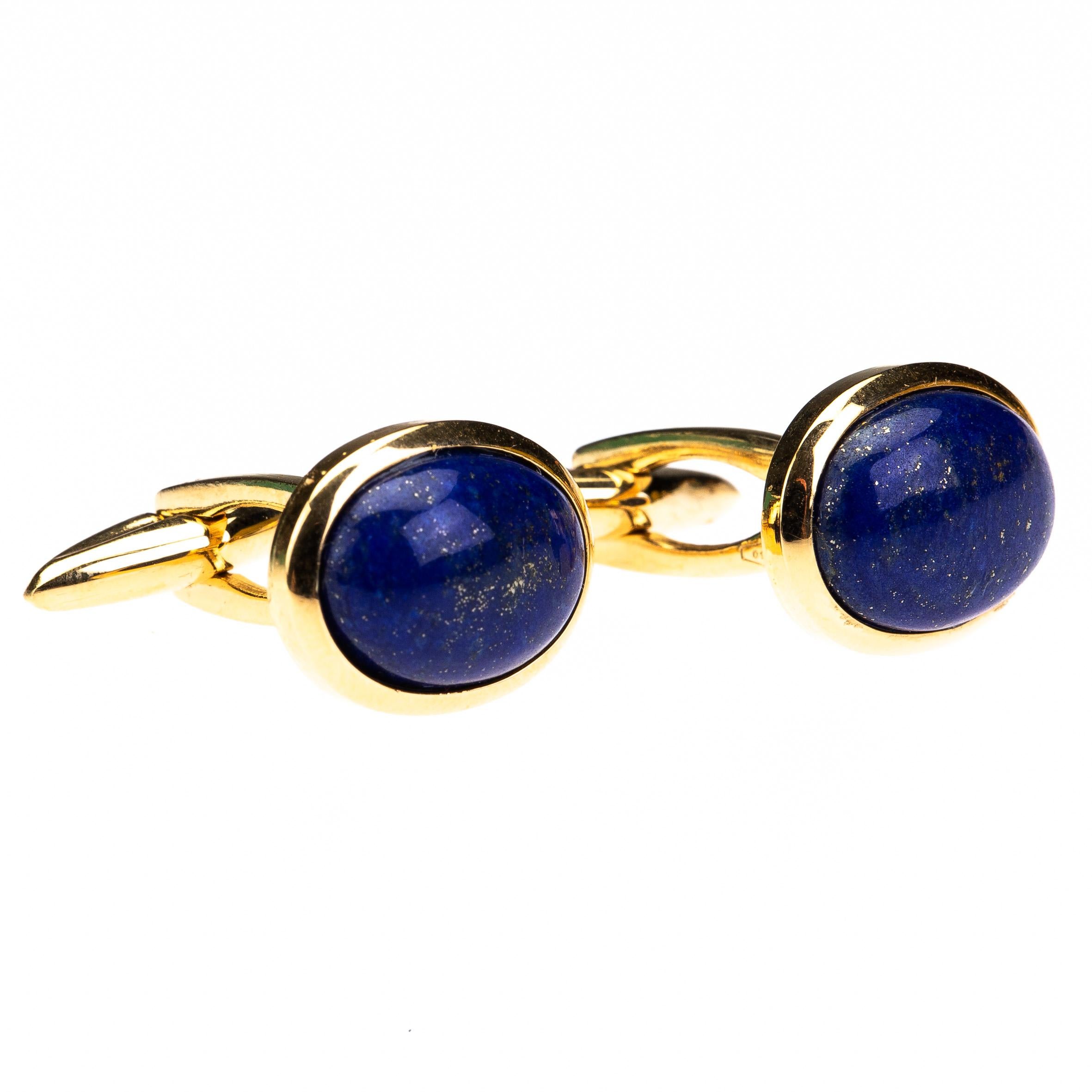 Lapis Cabochon 18 K Gold Cufflinks In New Condition In Milan, IT