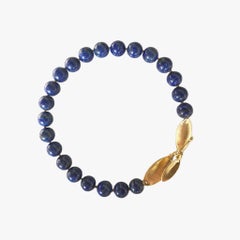 Lapis Kragen Blätter Verschluss Halskette in Gelb Bronze von Kirsten Muenster Jewelry