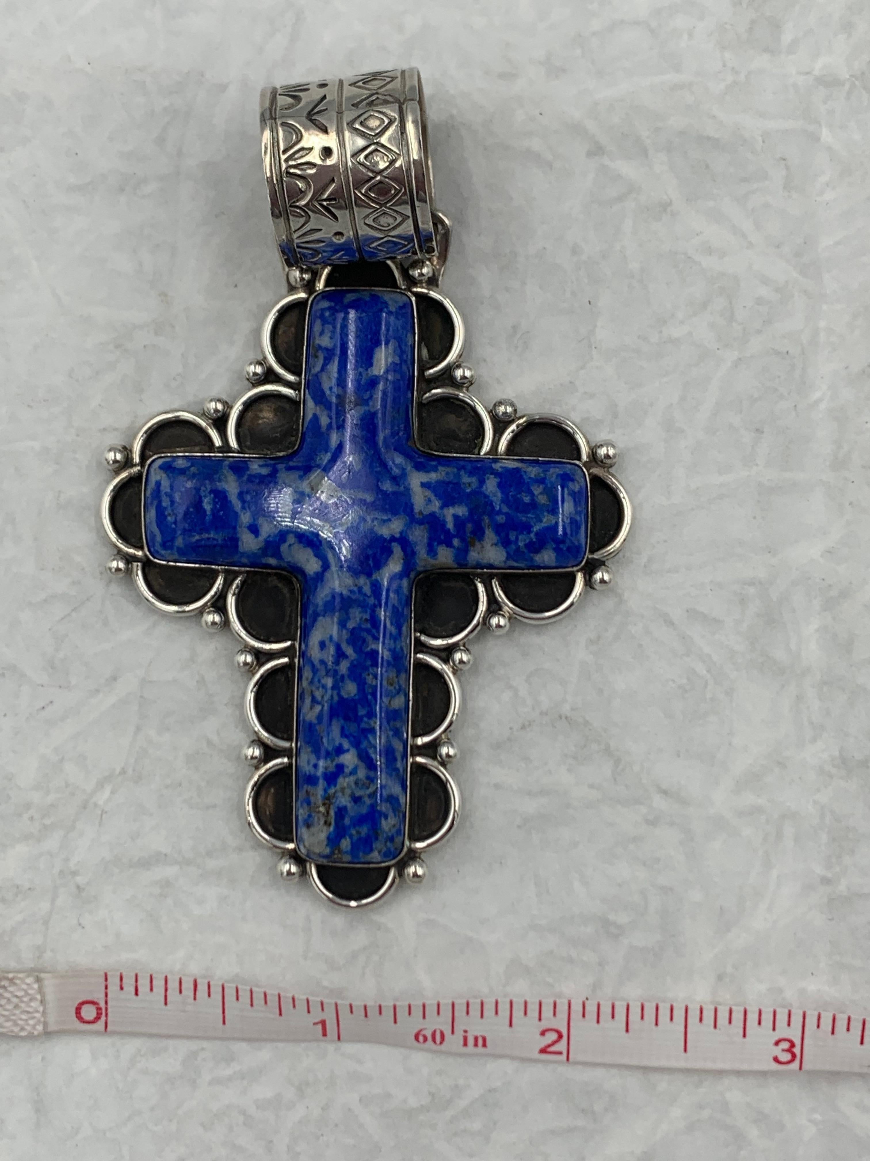 Lapis Cross by Philbert Secatero For Sale 1