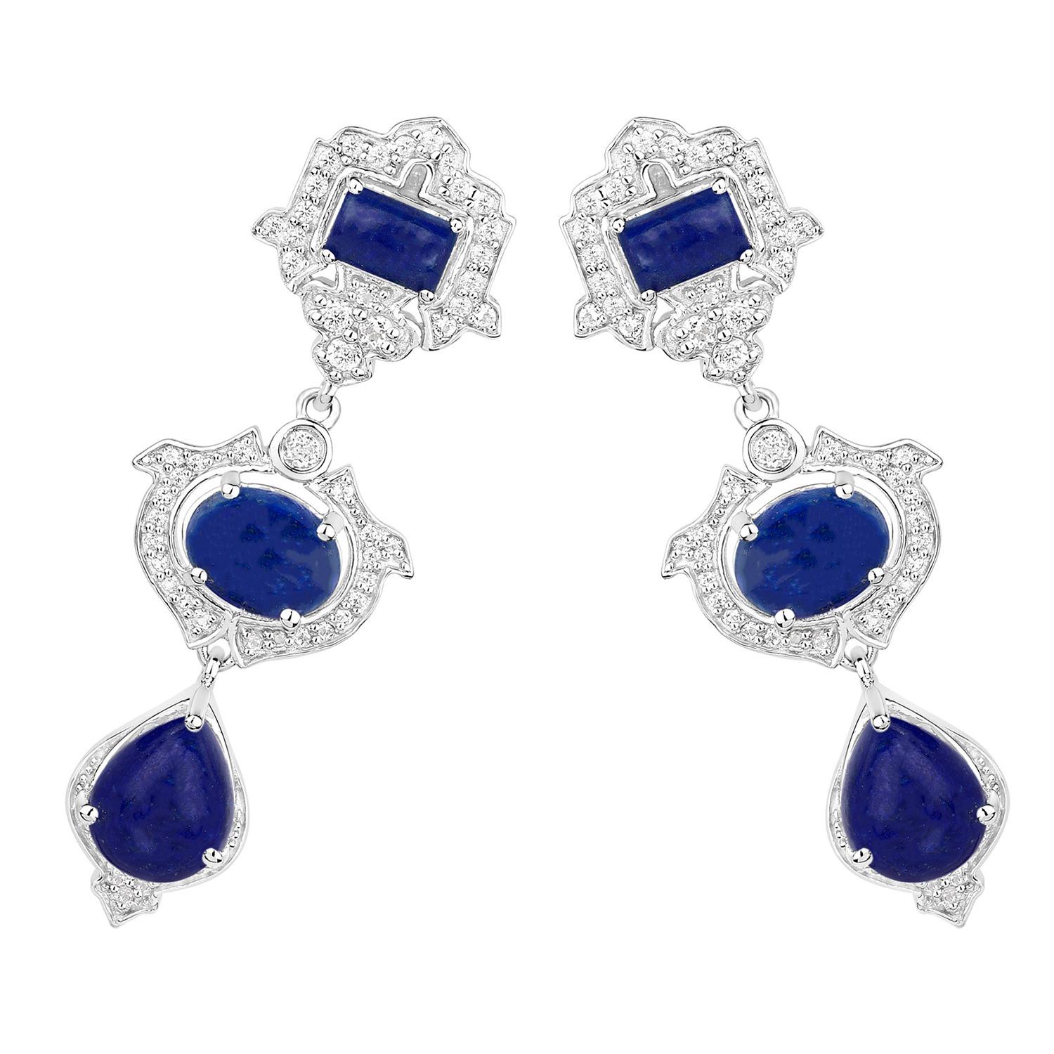 Contemporaneo Orecchini pendenti in Lapis Topazio Bianco 9,3 Carati A. Silver in vendita