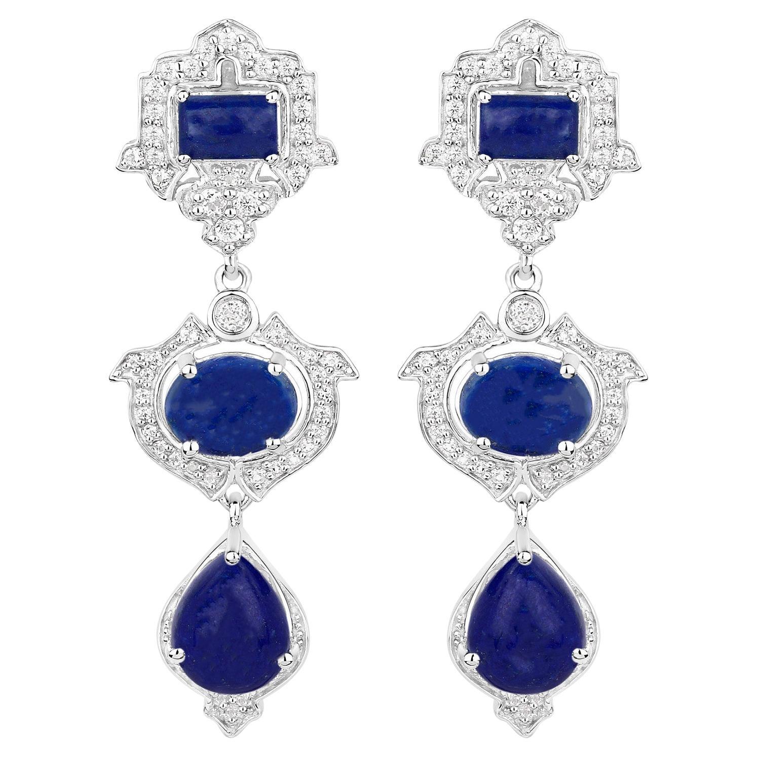 Orecchini pendenti in Lapis Topazio Bianco 9,3 Carati A. Silver